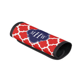 Red, White Moroccan #5 Navy 3 Initial Monogram Handle Wrap