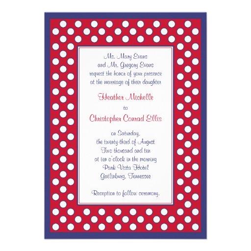 Red, White, & Navy Wedding Invitation - Patriotic