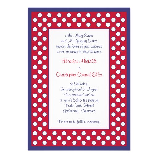 Red, White, & Navy Wedding Invitation - Patriotic (front side)