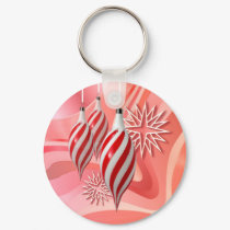 RED & WHITE ORNAMENTS & RIBBONS by SHARON SHARPE keychains
