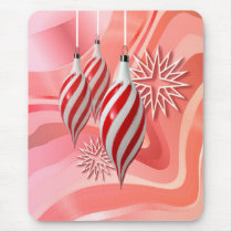 RED & WHITE ORNAMENTS & RIBBONS by SHARON SHARPE mousepads