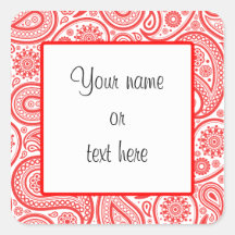 Red White Paisley Floral Pattern Sticker