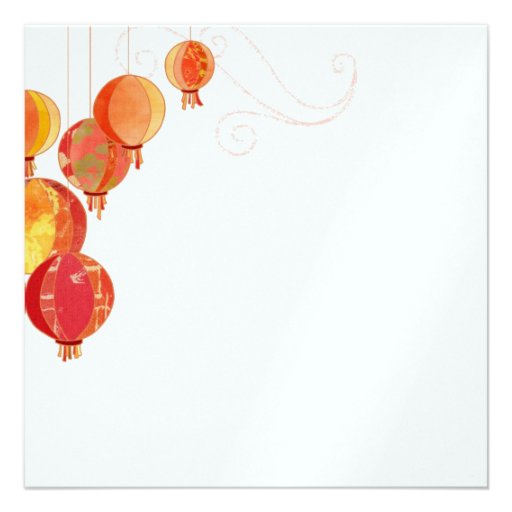 Red White Paper Lanterns Wedding (Metallic Ice) Personalized Invitations