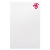 red white pink hibiscus aloha flower stationery design