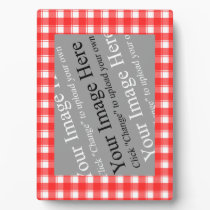 Red White Plaid Custom Image Easel Plaques