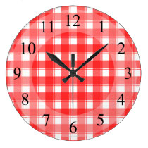 Red White Plaid Retro Kitchen Clock wall clocks
