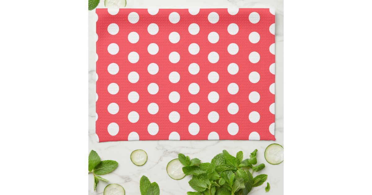 Red White Polka Dot Kitchen Towel Zazzle