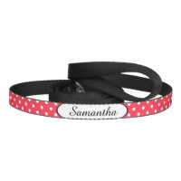 Red White Polka Dot Personalized Dog Leashes