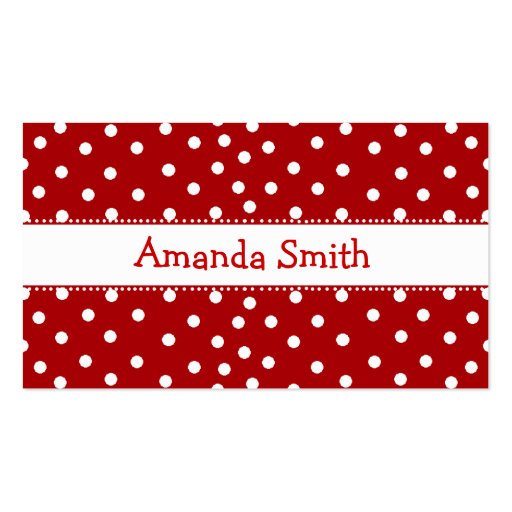 Red & White Polka Dot Play Date Card Business Card Templates (front side)