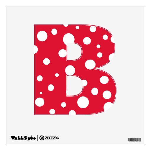 Red White Polka Dots Alphabet Letters Wall Decal B | Zazzle