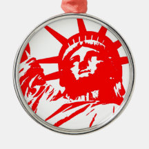 Red & White Pop Art Lady Liberty Christmas Tree Ornaments