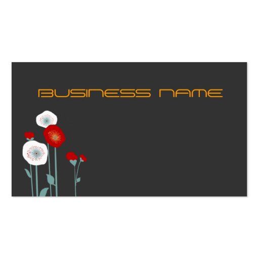 red white poppies business card (back side)