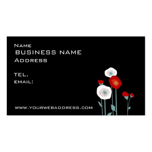 red white poppies business card