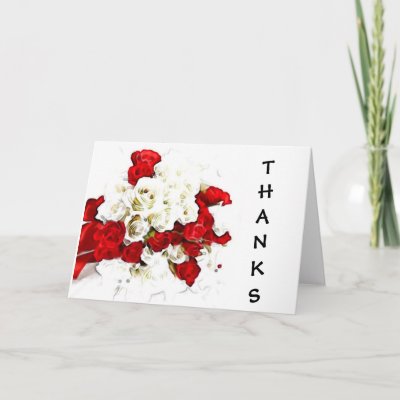 Red-White Rose Thank You Notes Card by DreamWed