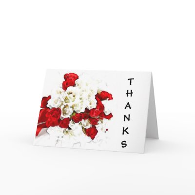 Red-White Rose Thank You Notes Card by DreamWed