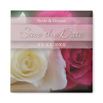 Red & White Roses Save The Date Magnet