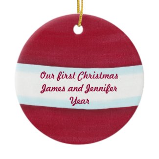Red White Santa Waist Our First Christmas Ornament