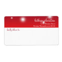 Red white snow glow glamor Christmas mailing label