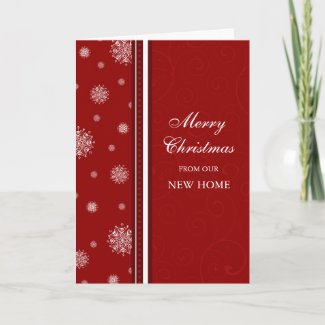 Red White Snow New Address Christmas Card