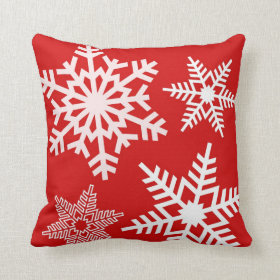 Red White Snow Pattern Winter Christmas Pillows
