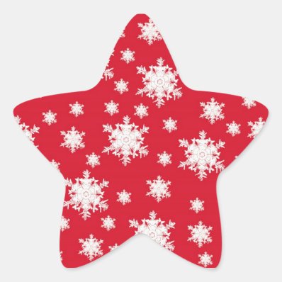 Red & White Snowflake Design Stickers
