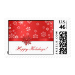 Red & White Snowflake Happy Holidays Postage