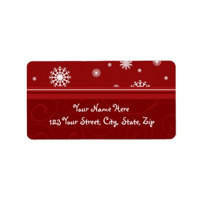 Red White Snowflakes Christmas Address Labels