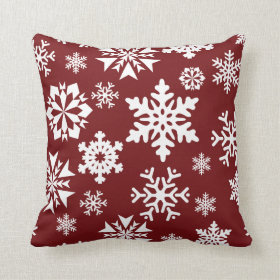 Red White Snowflakes Christmas Holiday Pattern Pillows