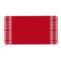 Red White Snowflakes Christmas pattern Shipping Label