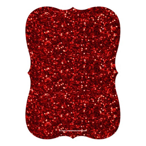 Red/White Sparkly Bow Shaped Holiday Party Custom Announcements