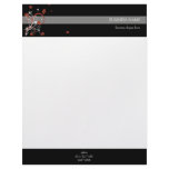 Red White Spirals and Flowers Letterhead Design