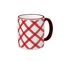 Red White Squares Retro Coffee Mug mugs