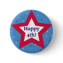 Red white star Happy 4th Independence Day custom button