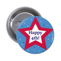 Red white star Happy 4th Independence Day custom buttons