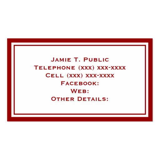 Red & White Stripe, Red Ribbon Business Cards (back side)