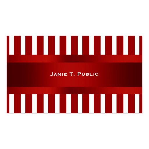 Red & White Stripe, Red Ribbon Business Cards (front side)