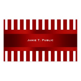 Red & White Stripe, Red Ribbon Business Cards