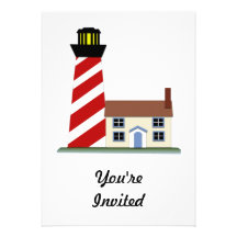 Red & White Striped Lighthouse Tower Custom Announcement