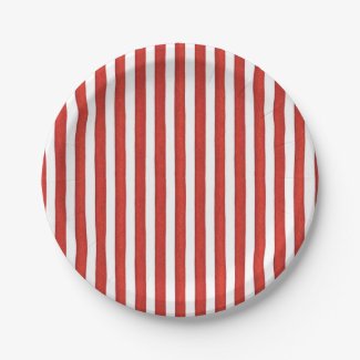 Red & White Stripes 7 Inch Paper Plate