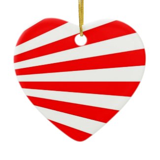 red white stripes candy heart ornament