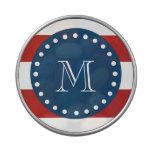 Red White Stripes Pattern, Navy Blue Monogram Candy Tin at Zazzle