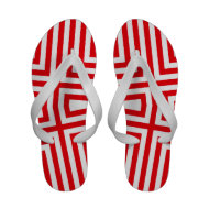 Red White Summer Flip Flops