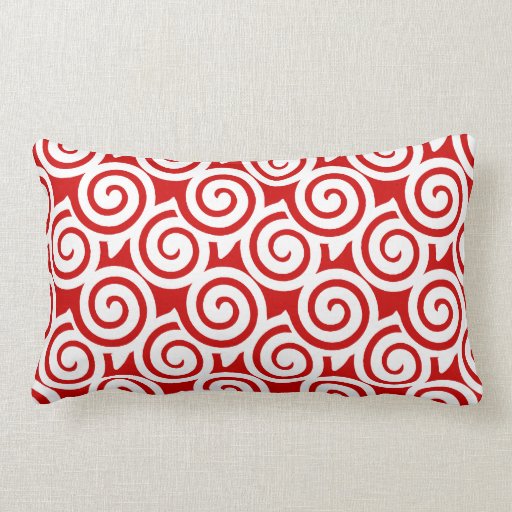 Red & White Swirl Pattern Decorative Throw Pillow~ Throw Pillow Zazzle
