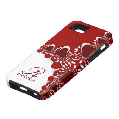Red White Tribal Lace Fractals Monogram iPhone 5 iPhone 5 Case