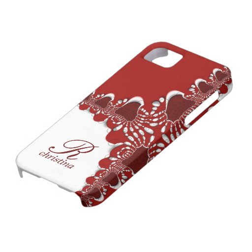 Red White Tribal Lace Fractals Monogram iPhone 5 iPhone 5 Case