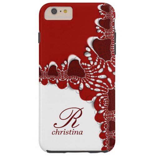 Red White Tribal Lace Fractals Monogram iPhone 6 Barely There iPhone 6 Case