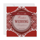 Red+White Tribal Lace Wedding Invitation invitation