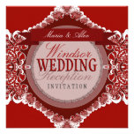 Red+White Tribal Lace Wedding Invitation