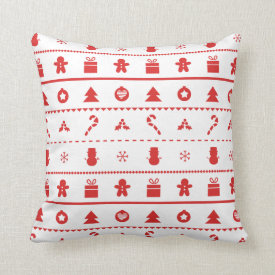 Red White Ugly Christmas Sweater Room Decor Pillow
