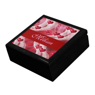 Red white valentine romantic hearts giftbox